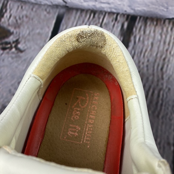 SKETCHERS STREET LOS ANGLES RISE FIT TECHNOLOGY White Soft Pink Leather Sneakers - Picture 16 of 17